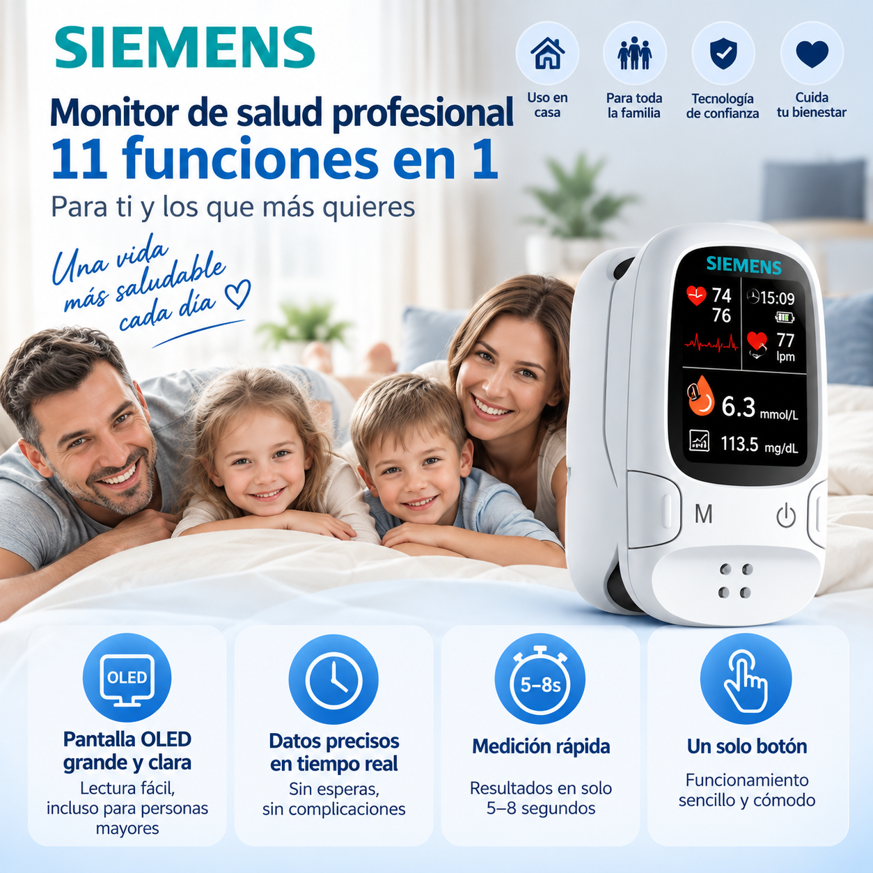 🩸 Medidor de glucosa sin pinchazos – Siemens | Control de glucosa sin dolor desde casa 📊