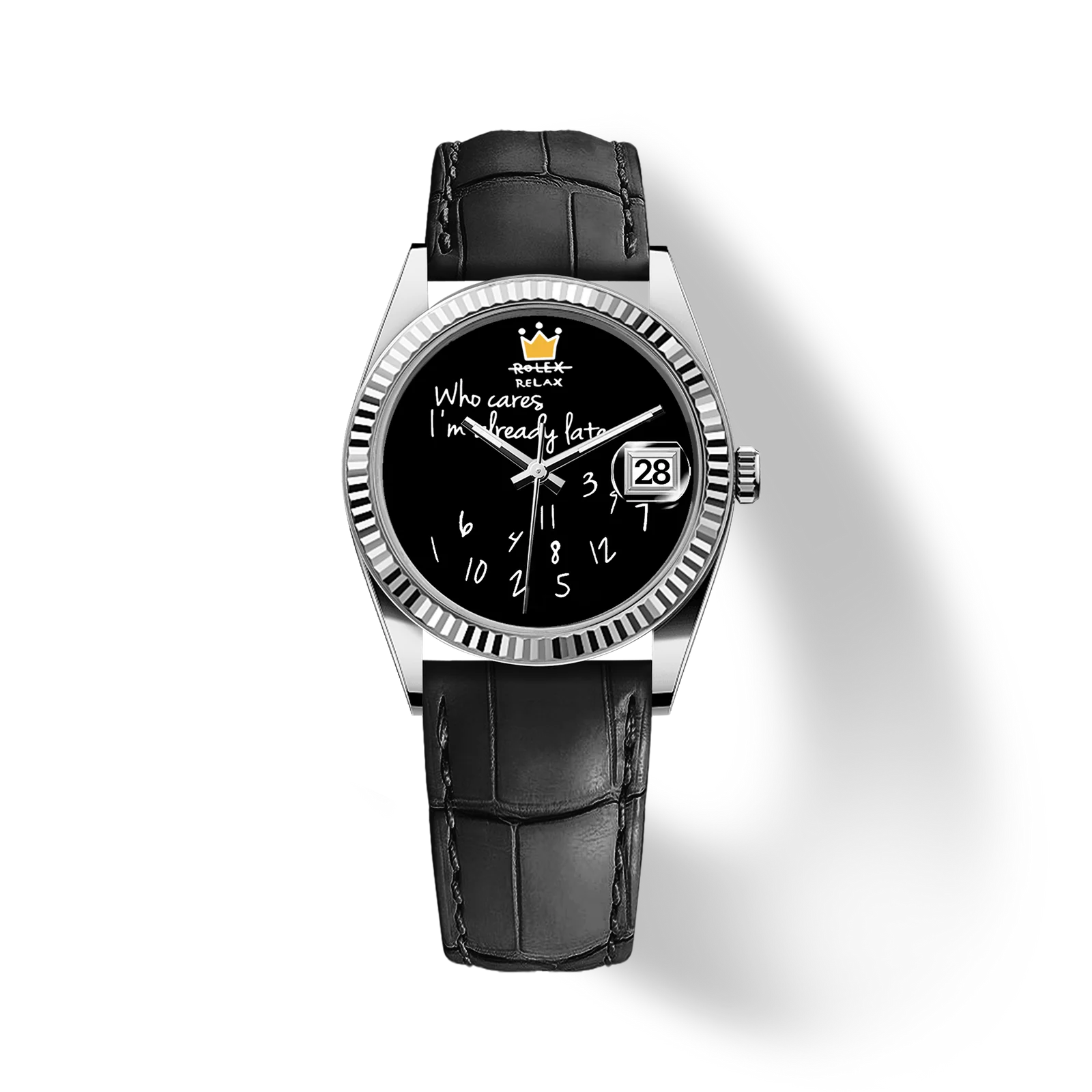 OROLOGIO CLASSICO EONDATE IN PELLE  36 mm, Fantasia Nera