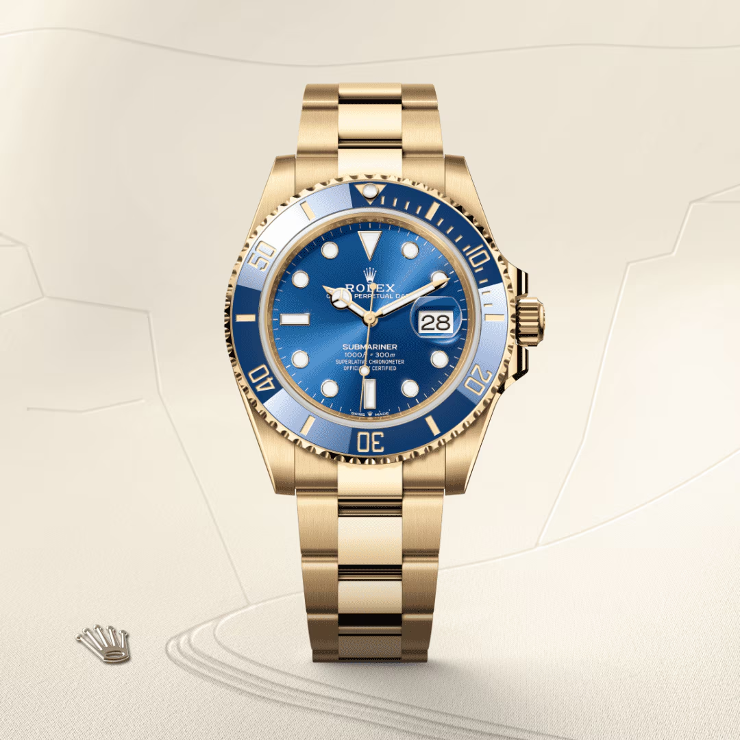 Rolex Submariner Oyster, 41 mm, žluté zlato