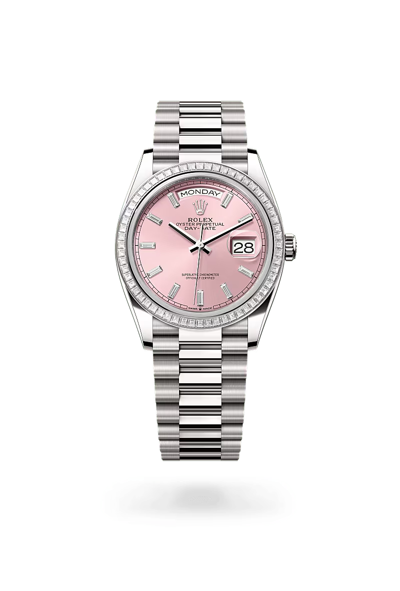 Rolex Day-Date 36 Oyster, 36 mm, bílé zlato a diamanty