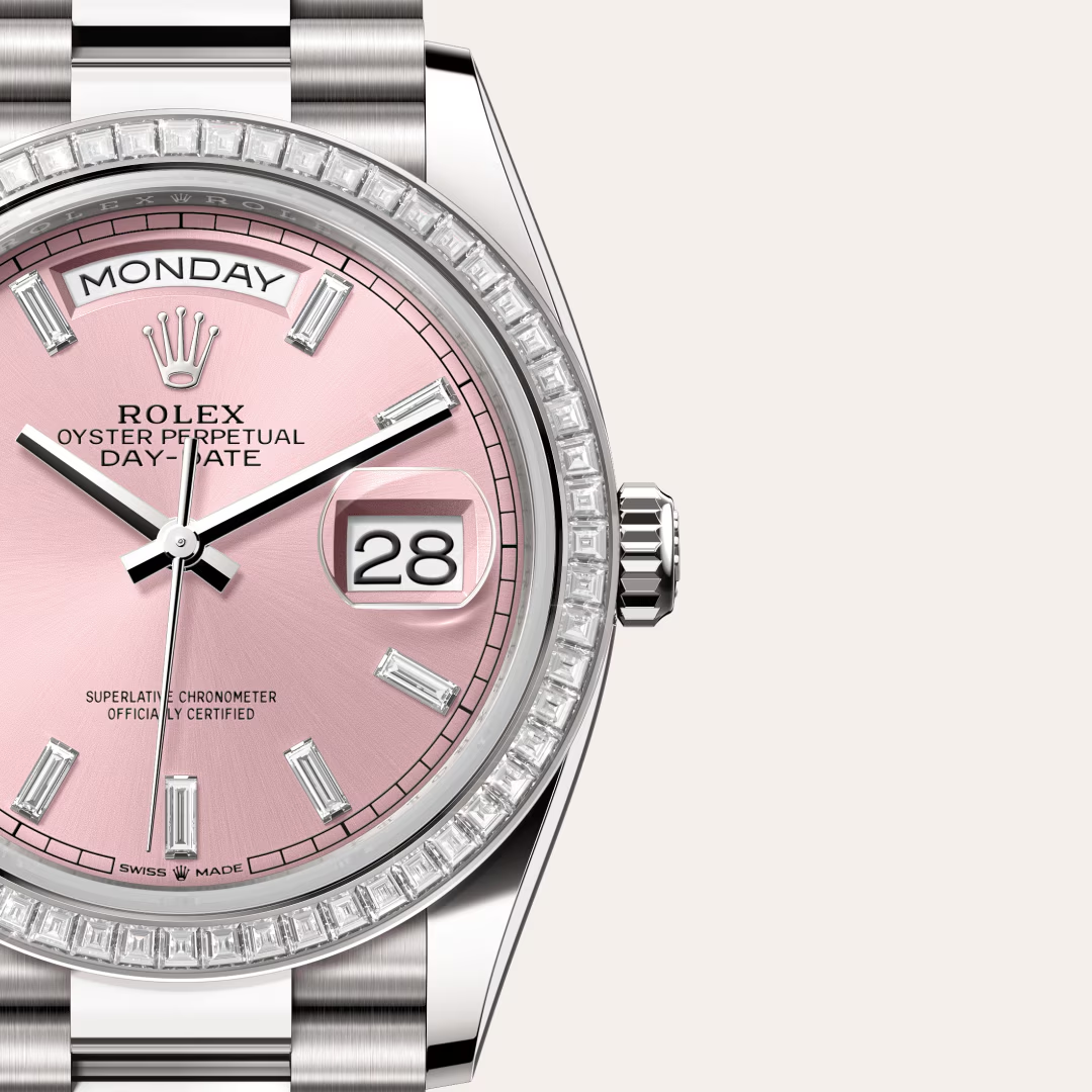 Rolex Day-Date 36 Oyster, 36 mm, bílé zlato a diamanty