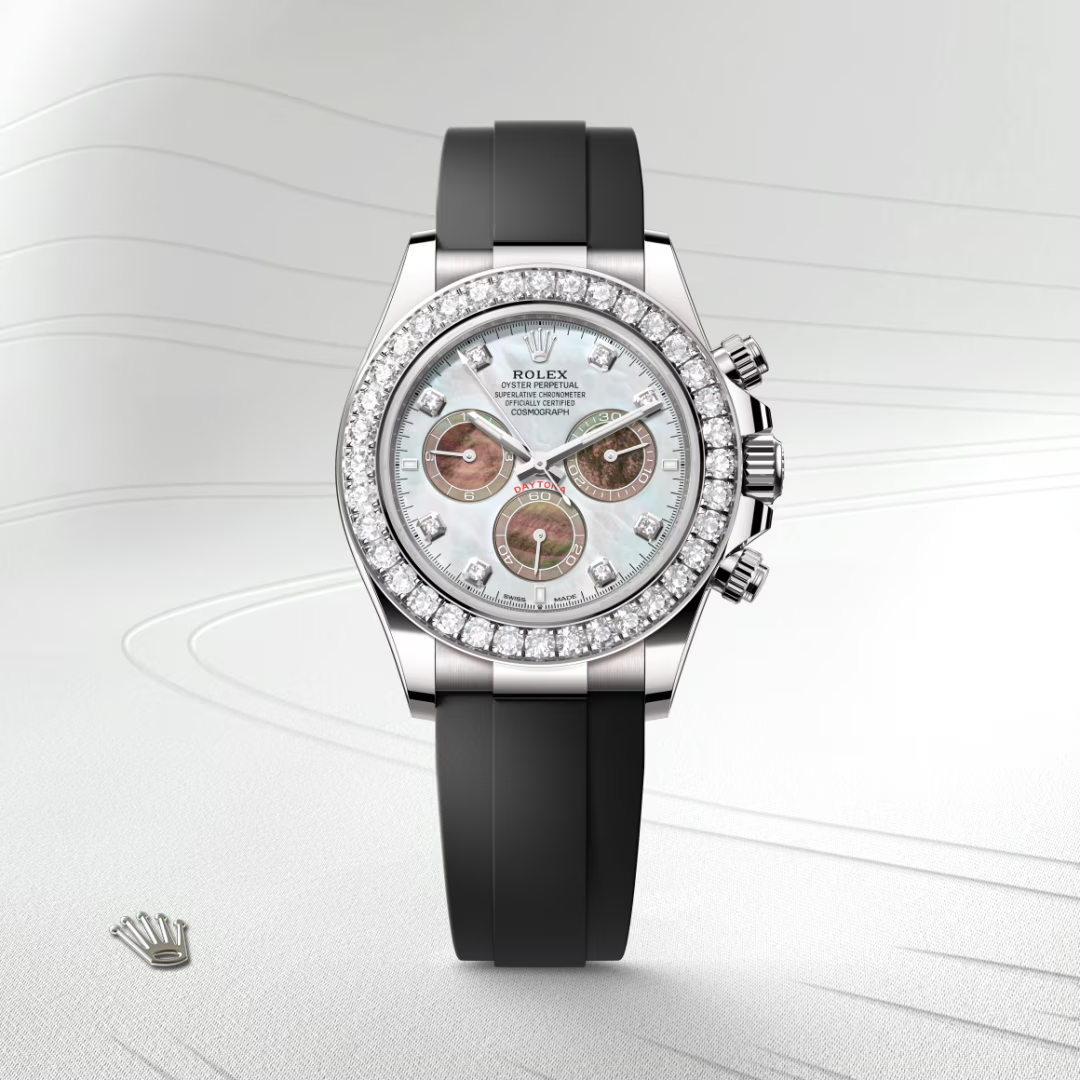 Rolex Cosmograph Daytona Oyster, 40 mm, bílé zlato a diamanty