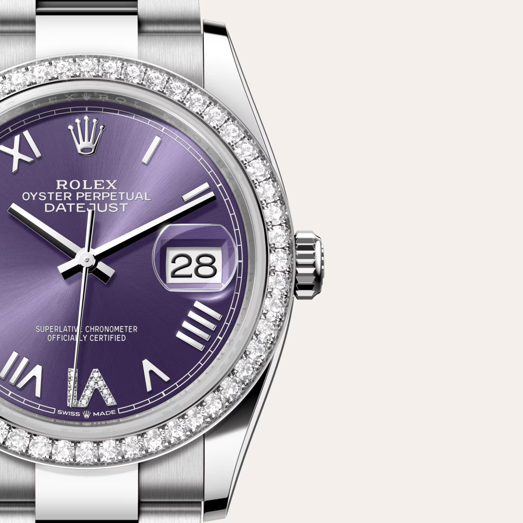 Rolex Datejust 36 Oyster, 36 mm, Oystersteel, white gold and diamonds
