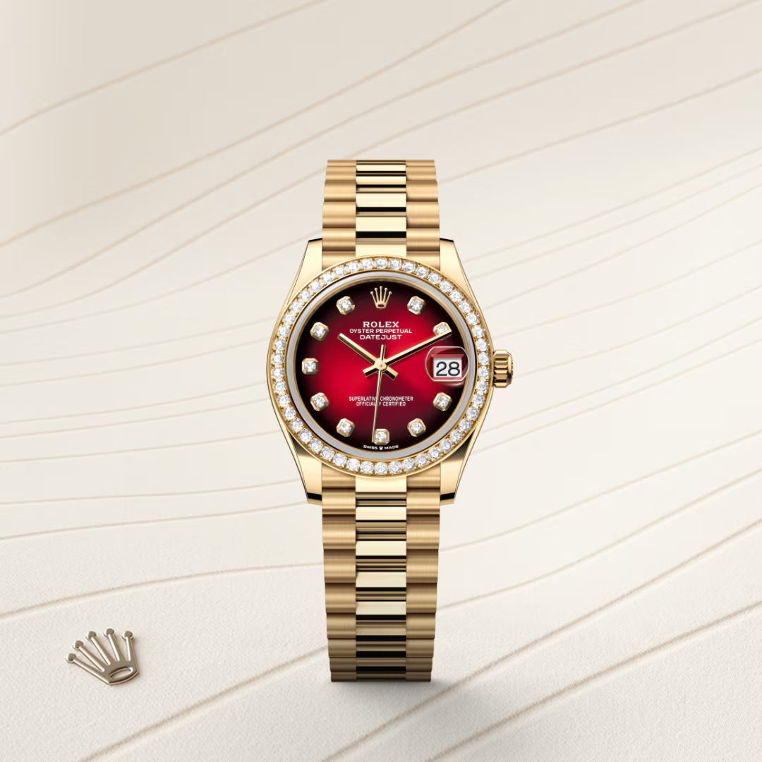 Rolex Datejust Oyster, 31 mm, žluté zlato a diamanty