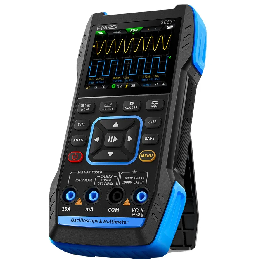 FNIRSI® 2C53T 50MHz 250MS/S Ruční 3v1 osciloskopový multimetr generátor signálu