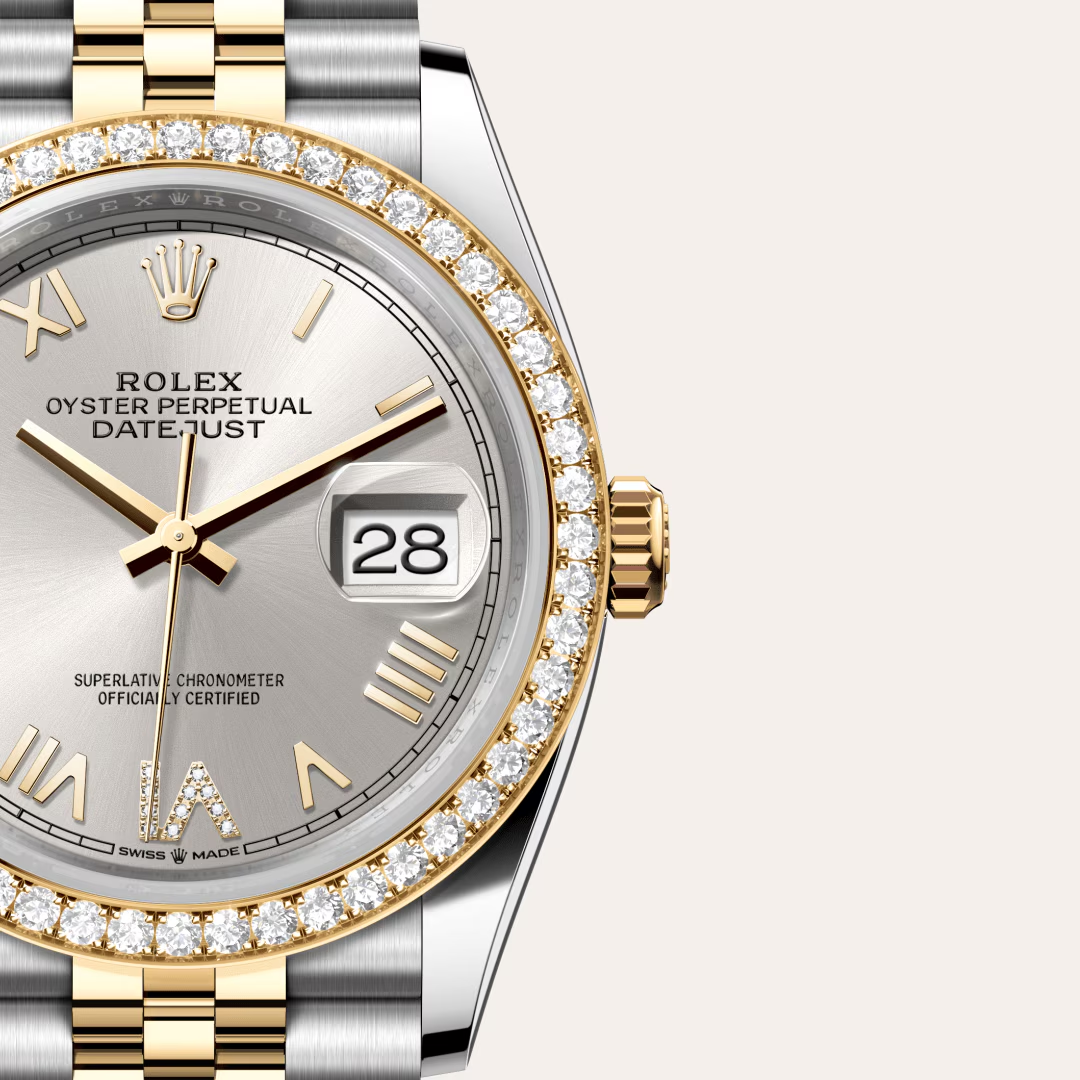 Rolex Datejust 36 Oyster, 36 mm, ocel Oyster, žluté zlato a diamanty