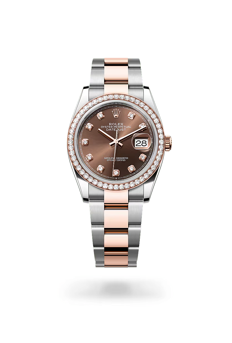 Rolex Datejust 36 Oyster, 36 mm, ocel Oystersteel, růžové zlato a diamanty