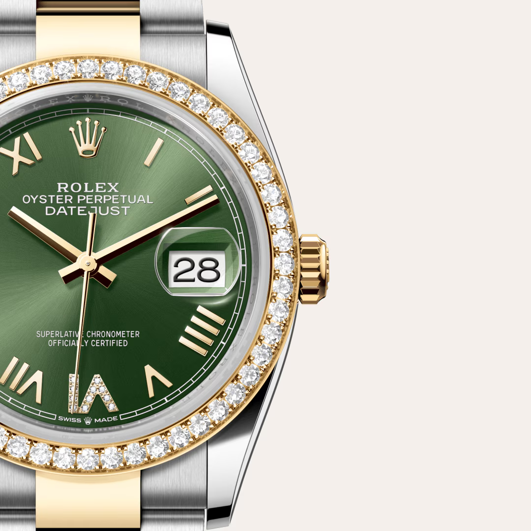 Rolex Datejust 36 Oyster, 36 mm, ocel Oystersteel, žluté zlato a diamanty