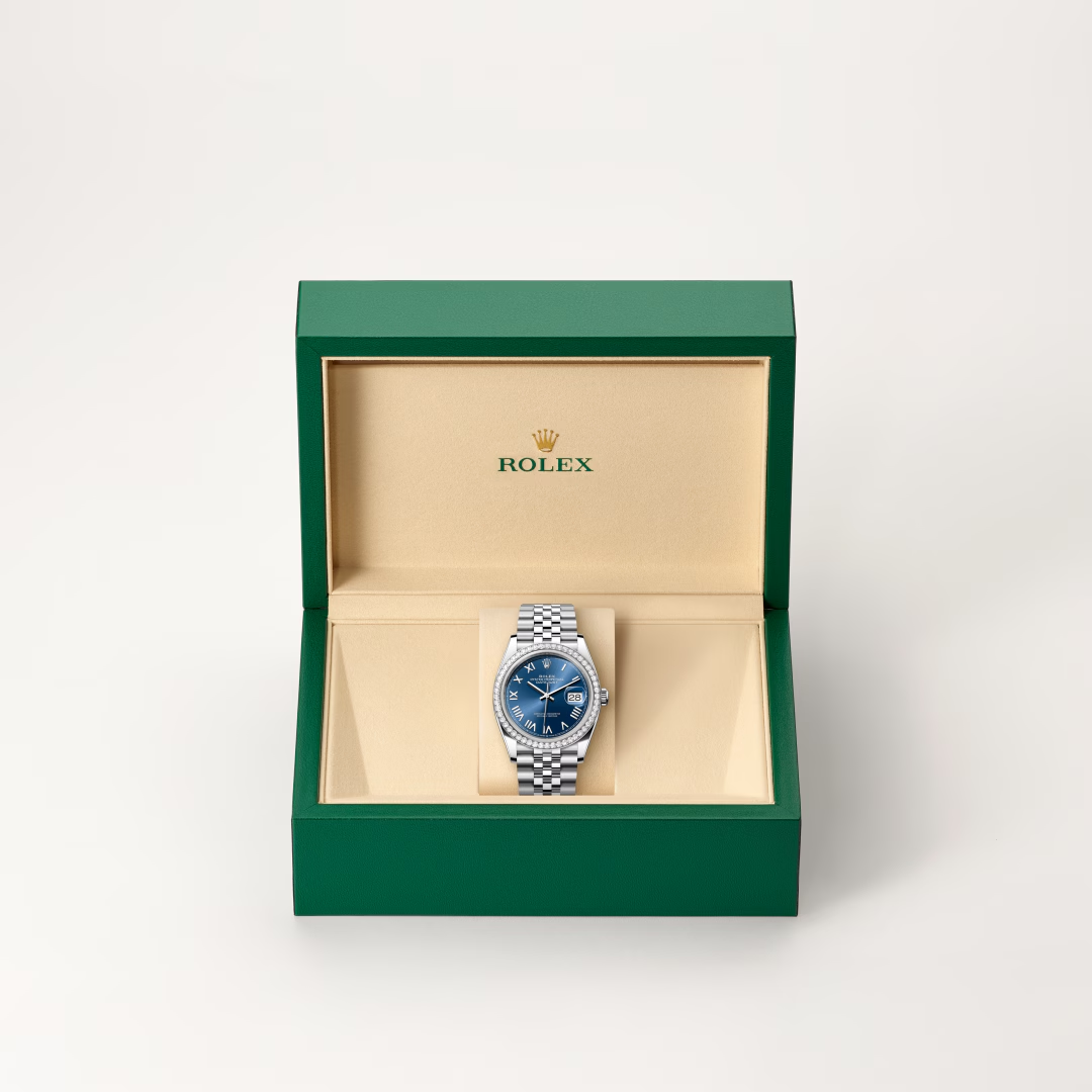 Rolex Datejust 36 Oyster, 36 mm, ocel Oyster, bílé zlato a diamanty