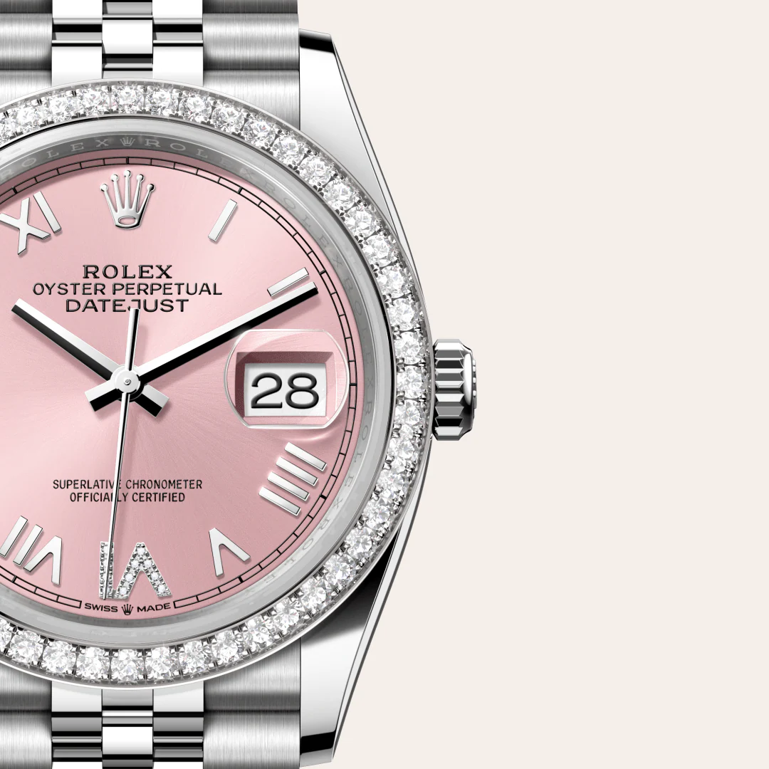 Rolex Datejust 36 Oyster, 36 mm, ocel Oyster, bílé zlato a diamanty