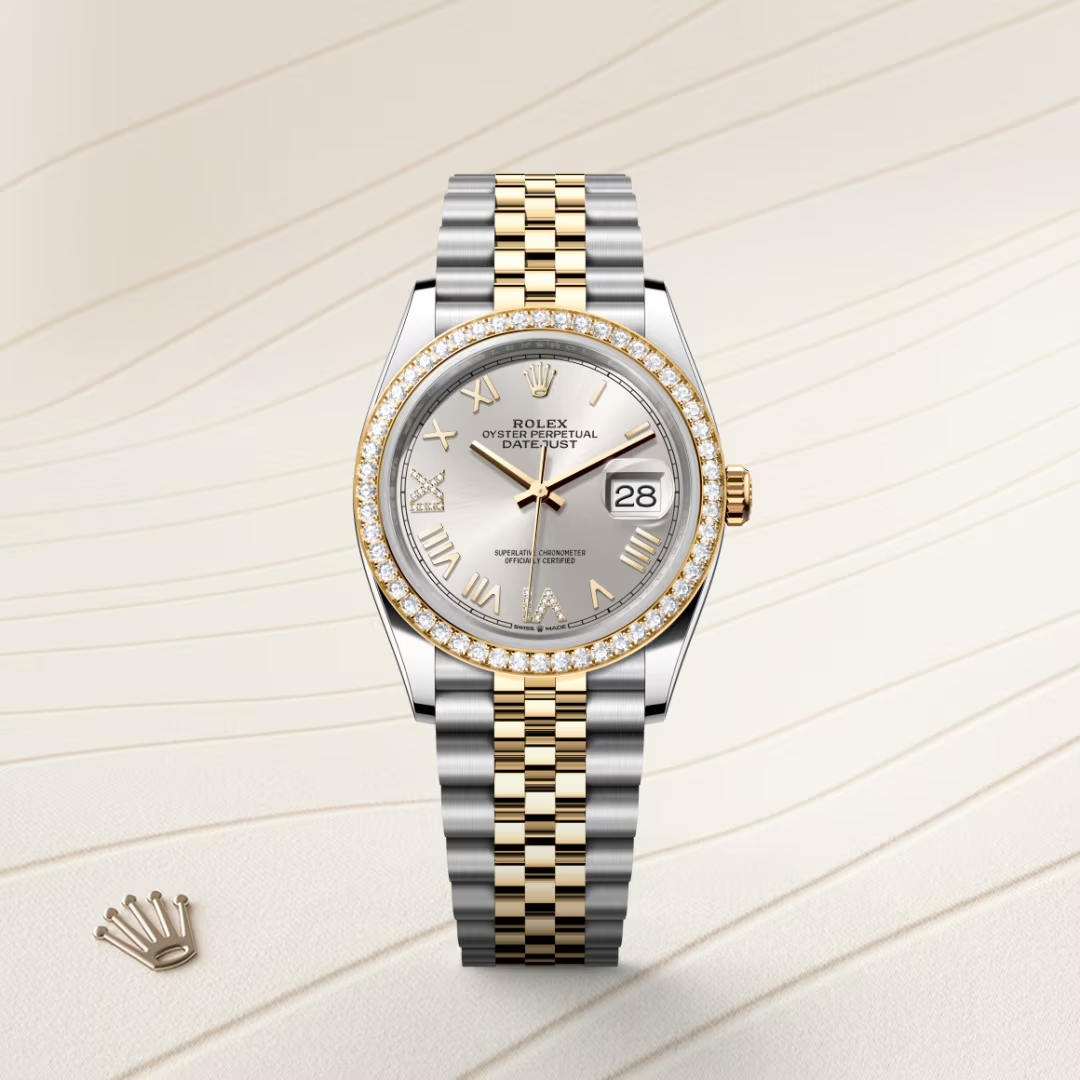 Rolex Datejust 36 Oyster, 36 mm, ocel Oyster, žluté zlato a diamanty