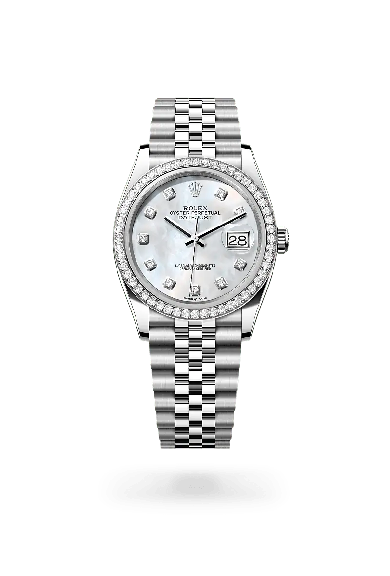 Rolex Datejust 36 Oyster, 36 mm, ocel Oyster, bílé zlato a diamanty