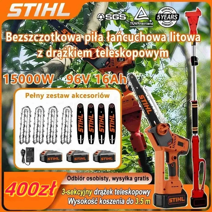 Teleskopowa piła łańcuchowa STIHL15000W z akumulatorem litowym