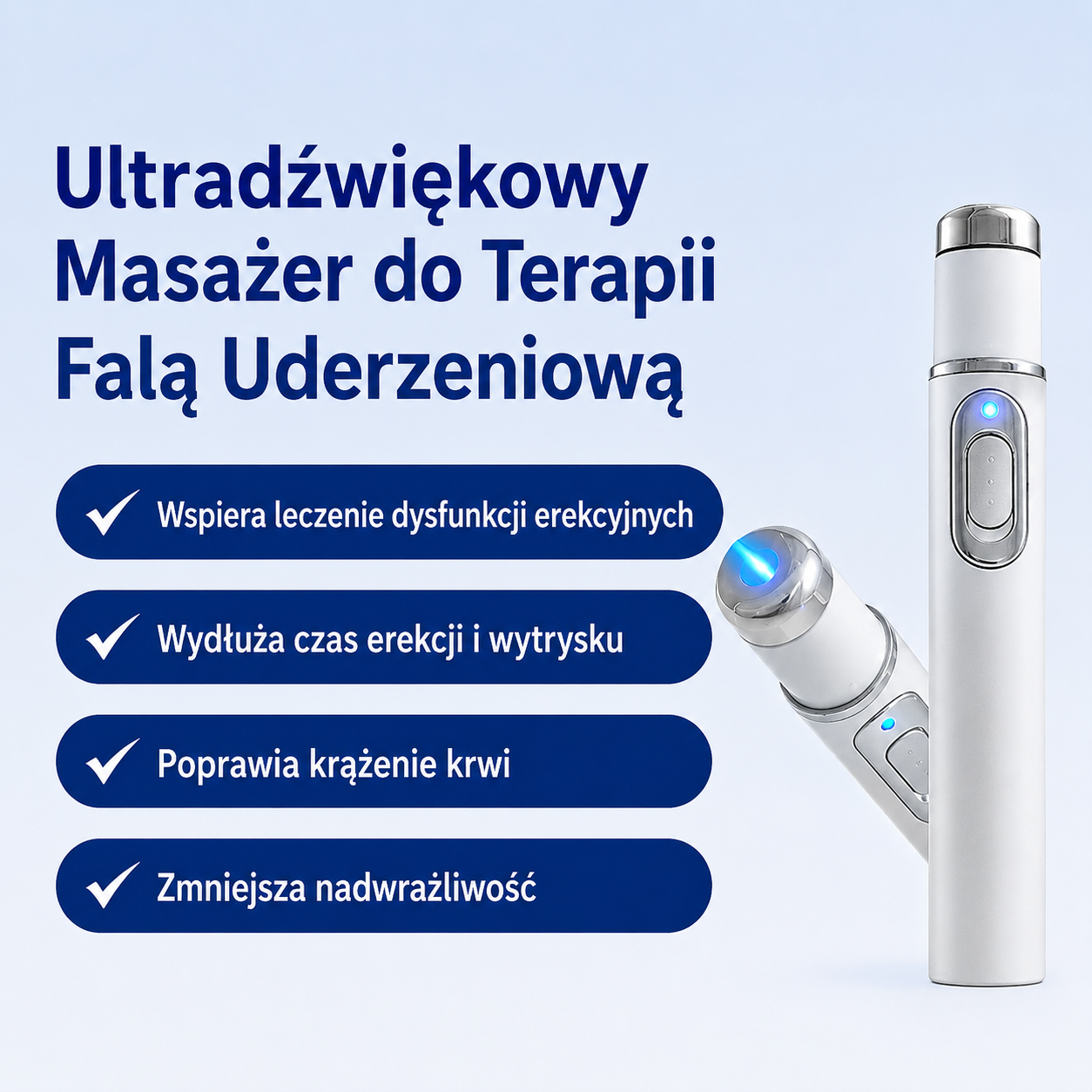 Zaawansowana terapia falą akustyczną wspiera zdrowie tkanek prącia, poprawia twardość erekcji, wytrzymałość oraz pewność siebie mężczyzn, jednocześnie pomagając łagodzić ból mięśni, sztywność stawów i dolegliwości ścięgien.