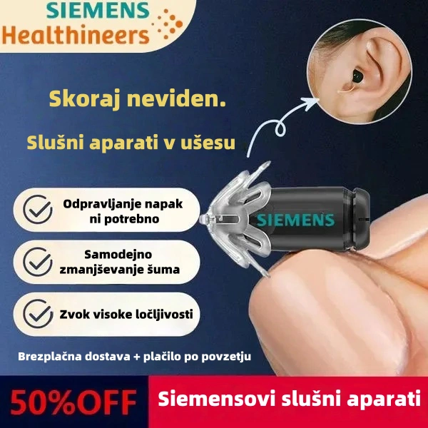 【Originalni avtentični】Siemens EARGO 7 OTC slušni aparat – skoraj neviden, polnilen, prilagodljiv CI