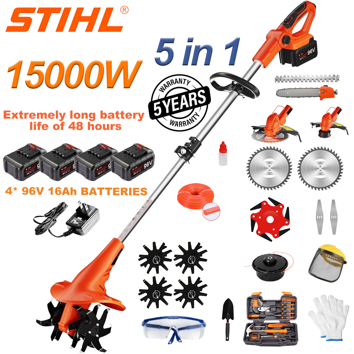 STIHL 5-v-1 večnamenski kultivator (obrezovanje, sečnja dreves, rahljanje zemlje)