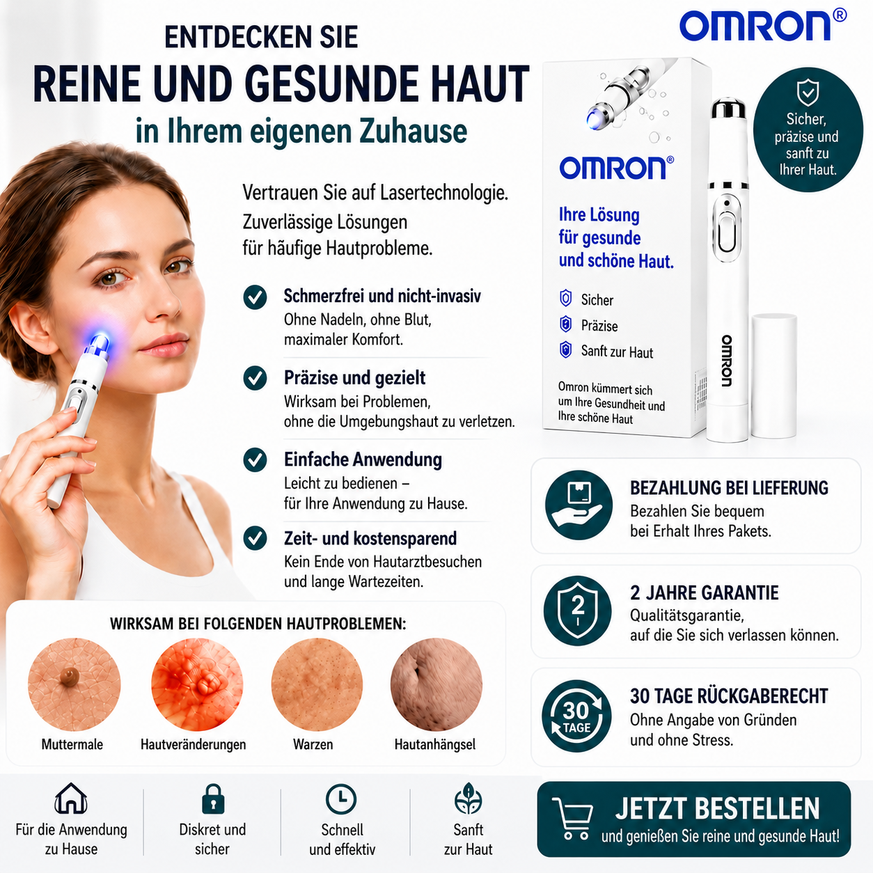 Omron™ 2026 új generációs multifunkciós bőrkezelő toll – professzionális megoldás anyajegyek és bőrhibák eltávolítására az egész testen. Nem invazív, fájdalommentes technológia a tisztább, egyenletesebb bőrért, otthoni használatra tervezve, hegek nélkül.