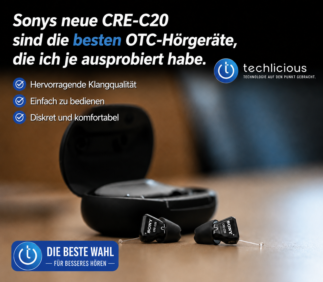 SONY C20 Hörgeräte – unsichtbar, FDA-zugelassen, selbstregulierend, ohne Rezept erhältlich
