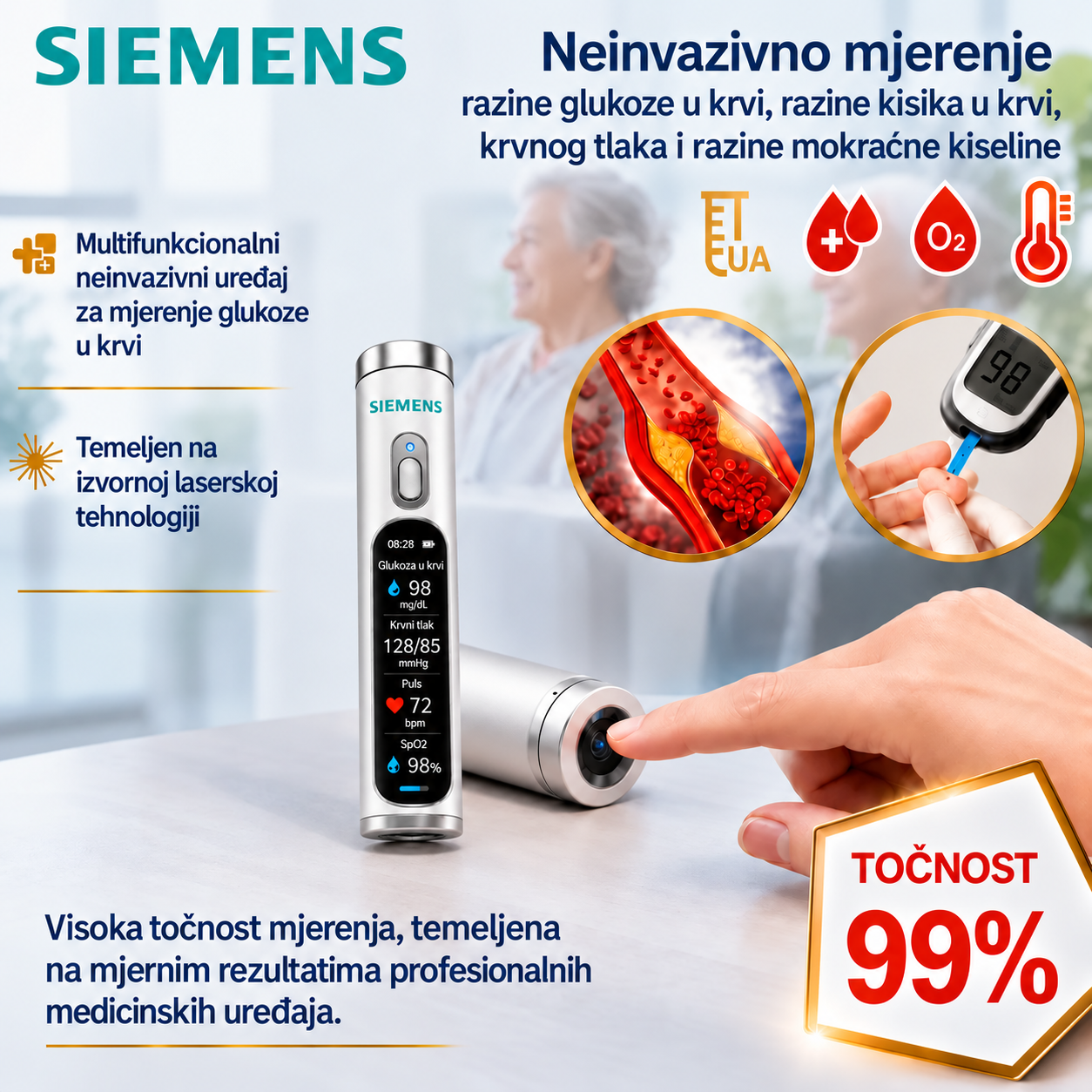 ✅ Najnovija inovacija u medicinskoj tehnologiji za 2027. godinu: neinvazivni pametni uređaj za mjerenje glukoze u krvi s točnošću od 99,9 %.