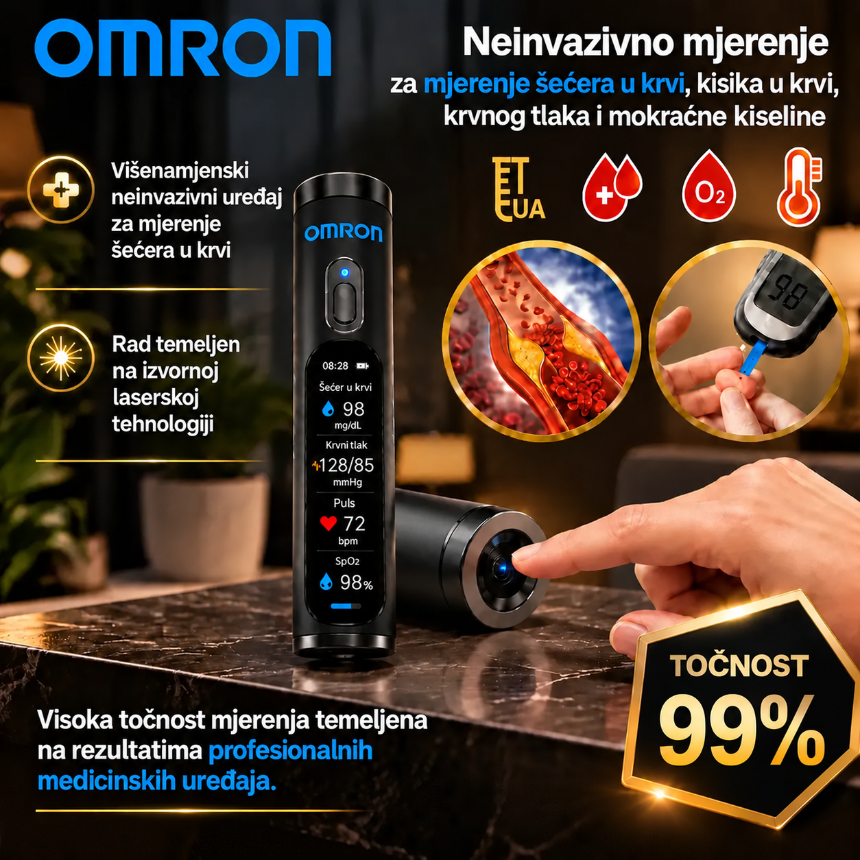 🚀 Revolucionarni iskorak tvrtke Omron Healthcare za 2027. godinu 🔥 Najnoviji neinvazivni pametni uređaj za mjerenje glukoze u krvi – s točnošću od 99,9 %.