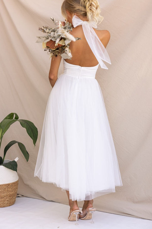 Fairy Vibes Tylle Gathered Detail Halter Maxi šaty