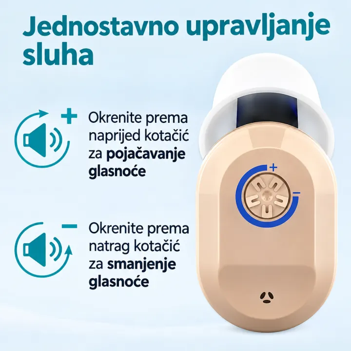 Siemens Ultra slušni aparat bez recepta – nevidljiva CIC izvedba s punjenjem, odobrena od strane FDA.