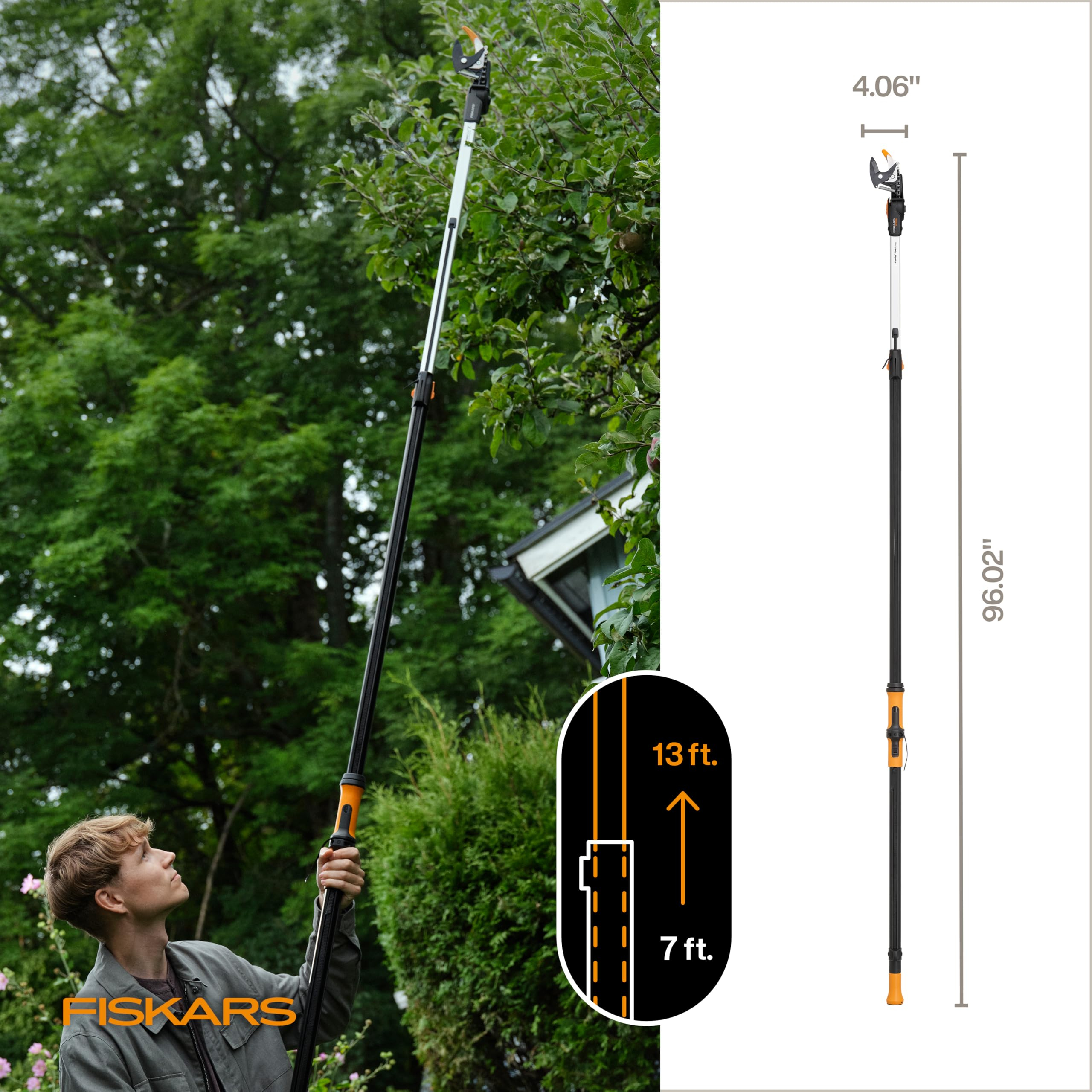 Fiskars 2,1–4 m DualAction teleszkópos ágvágó, kihúzható nyelű fametsző