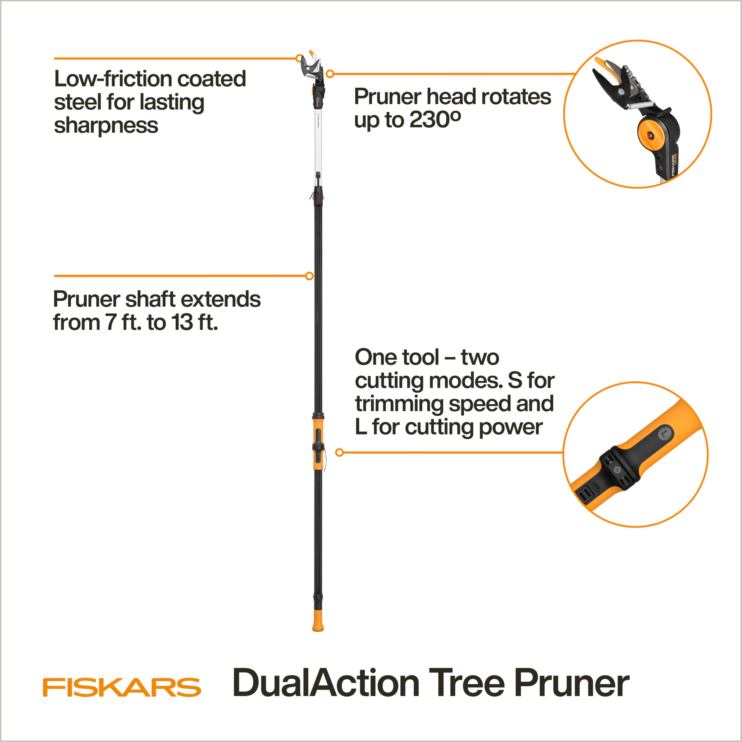 Fiskars 2,1–4 m DualAction teleszkópos ágvágó, kihúzható nyelű fametsző