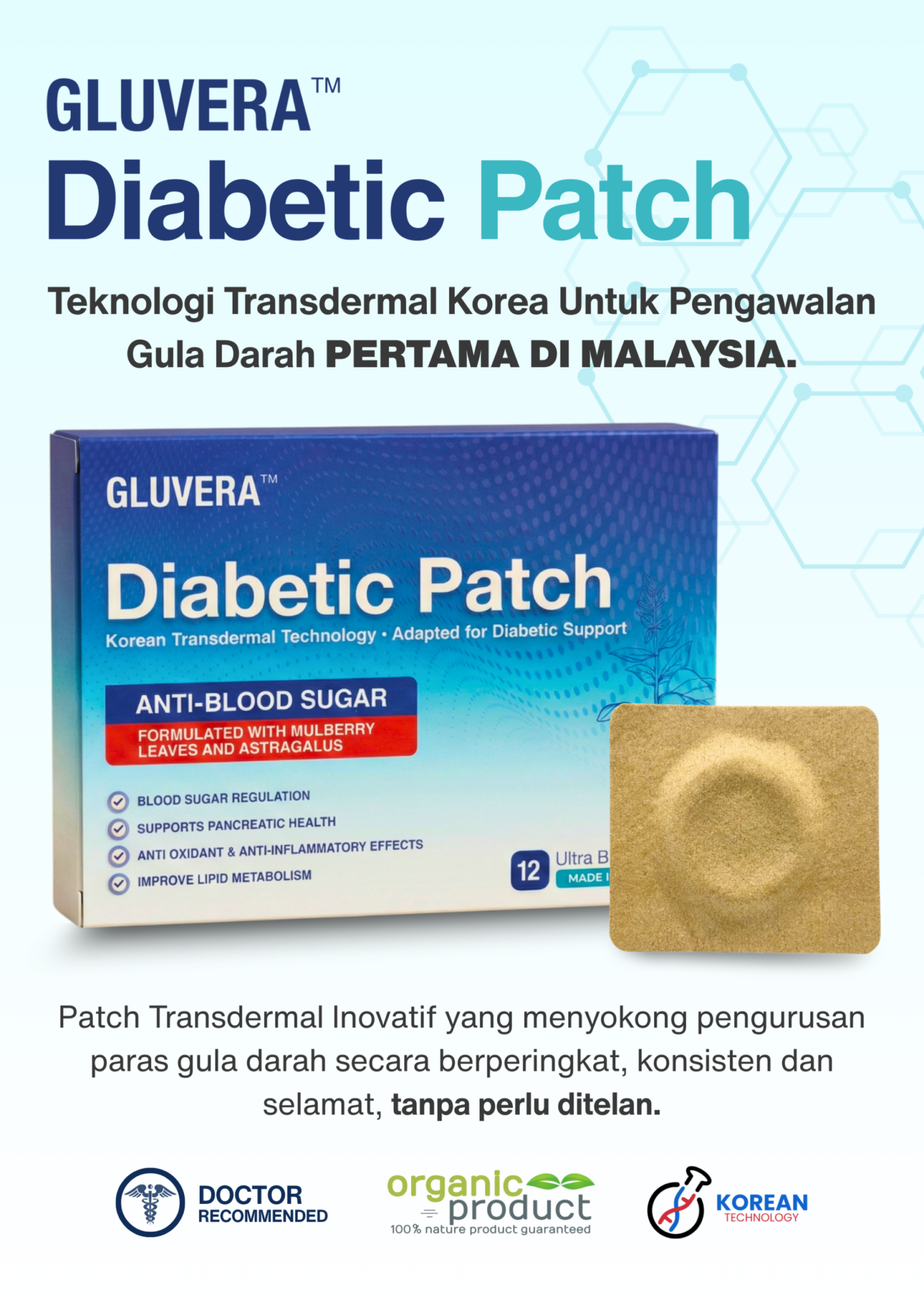 GLUVERA™ Diabetic Patch Egyszerűbb, kényelmesebb támogatás a mindennapi vércukor-kezeléshez