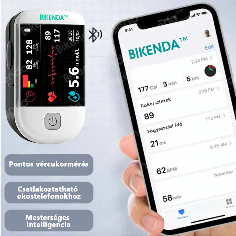Bikenda™ Következő Generációs Okos Multifunkciós Non-Invazív Lézeres Vércukormérő [Pontosság 99,9%]