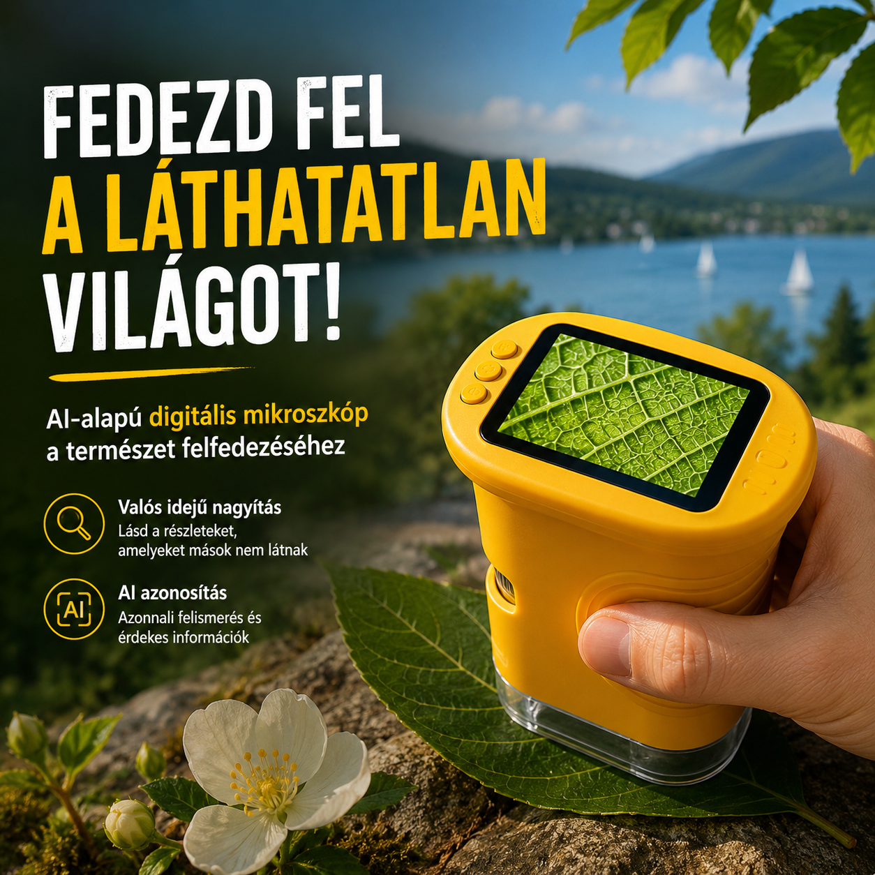 AI Nature Explorer™ Intelligens Digitális Mikroszkóp a Természet Felfedezéséhez