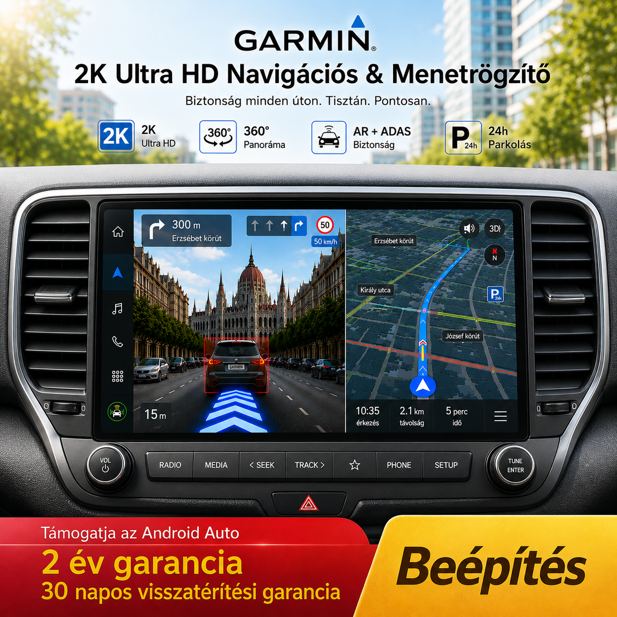 Garmin 2K Autós Központi Kijelző – 360° Panoráma, 4 Kamera, AR Navigáció és ADAS