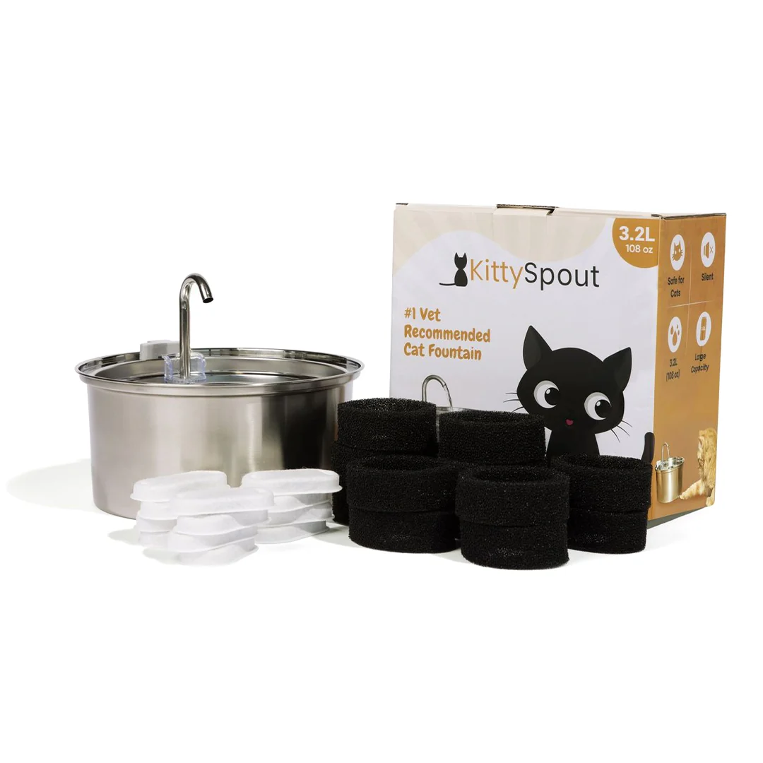 😻😻KittySpout™ Vezeték nélküli Itató - Egészséges és Boldog Macska Készlet