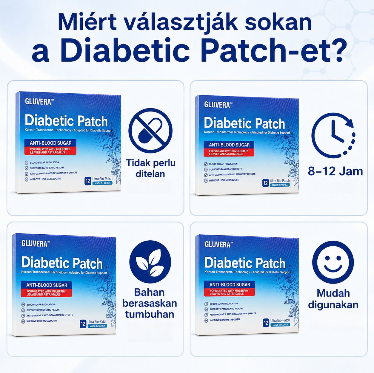 GLUVERA™ Diabetic Patch Egyszerűbb, kényelmesebb támogatás a mindennapi vércukor-kezeléshez