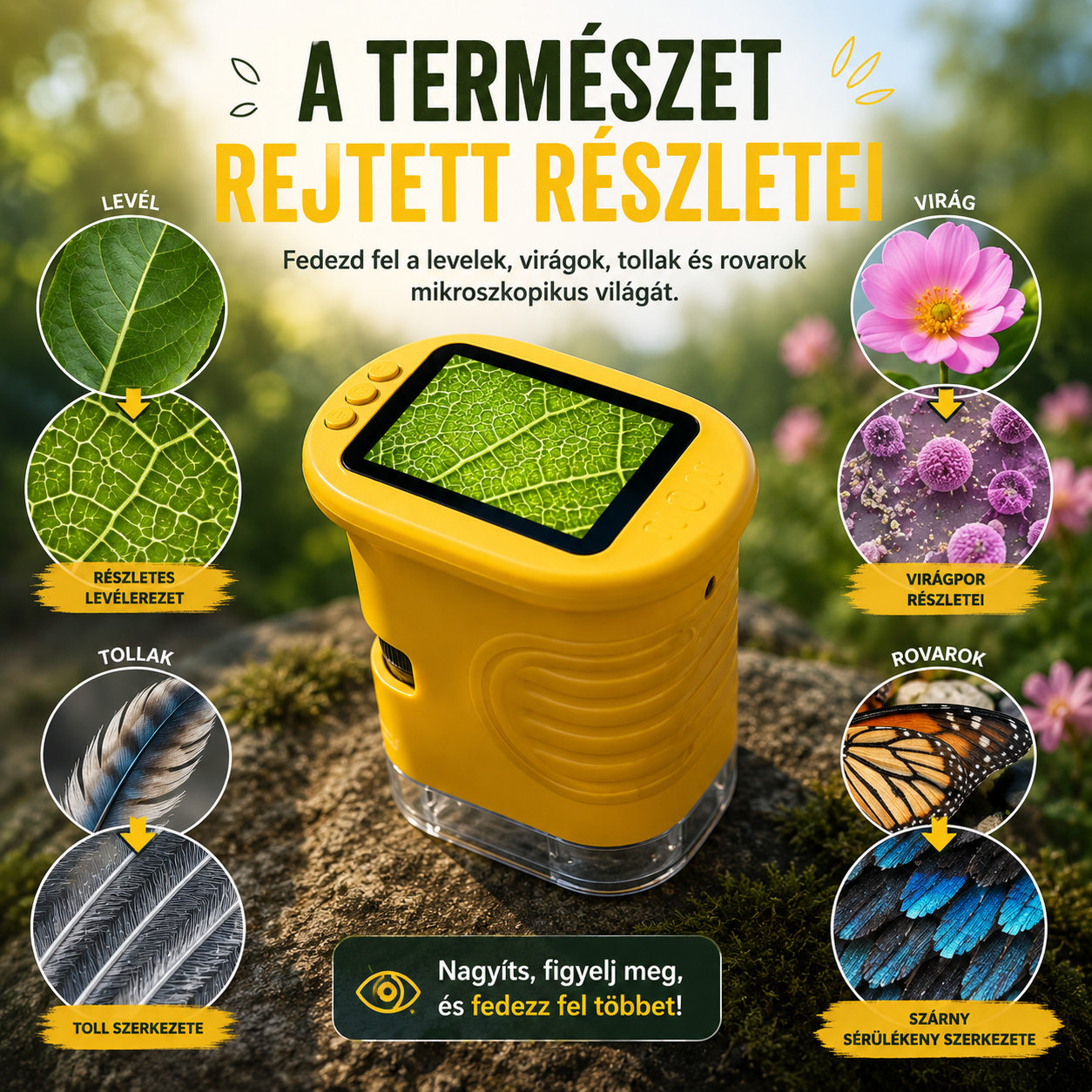AI Nature Explorer™ Intelligens Digitális Mikroszkóp a Természet Felfedezéséhez