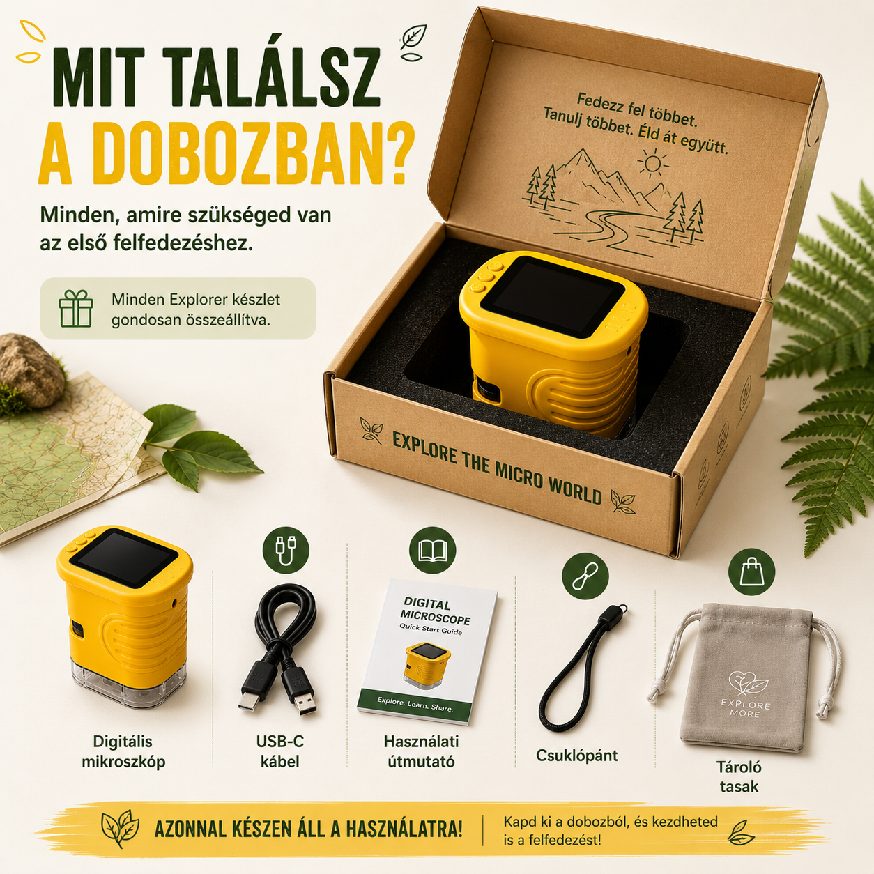AI Nature Explorer™ Intelligens Digitális Mikroszkóp a Természet Felfedezéséhez