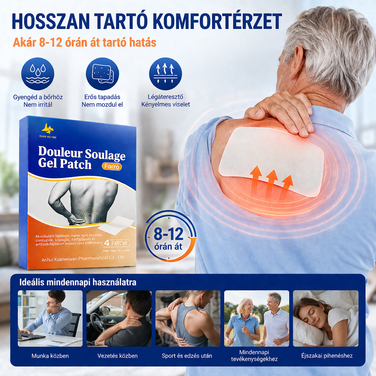 Többfunkciós gél tapasz izom- és ízületi komforthoz