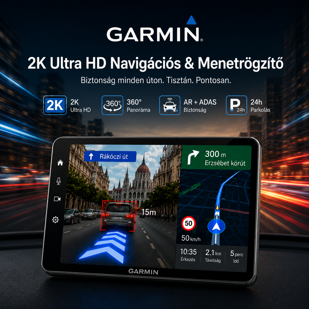 Garmin 2K Autós Központi Kijelző – 360° Panoráma, 4 Kamera, AR Navigáció és ADAS