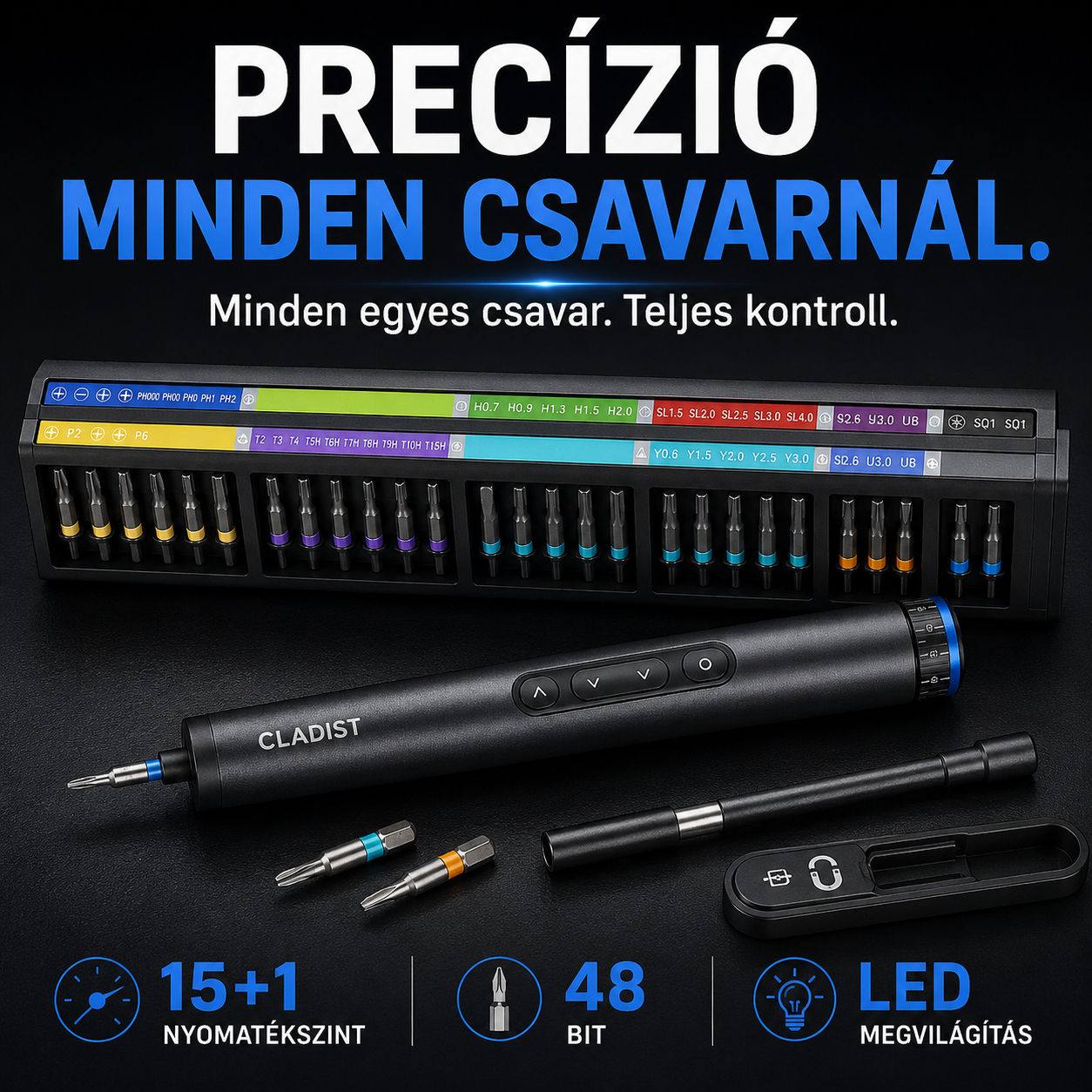Cladist Titan: Bocsánat, öreg sofőr. A találgatás korszaka véget ért. 15+1 nyomatékszint | 0,05–0,8 N·m precíziós vezérlés | Alacsony ütés | Elektromos és manuális kettős üzemmód | Mágneses tárolás | 48 bit | 500mAh