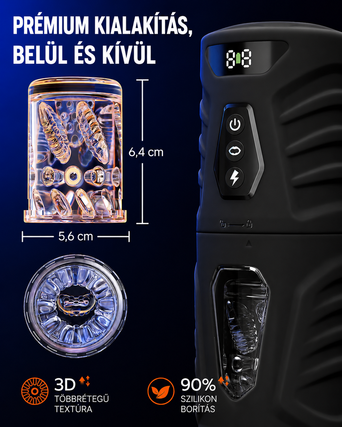 EINSEO férfi pumpa, mesterséges intelligencia szinkronizált szexjáték, 7 lökőfokozat és 360°‑os forgatás, akár 155 löket percenként, 7 szívózseb, szilikon borítású felnőtt játék, önmegtartóztató eszköz