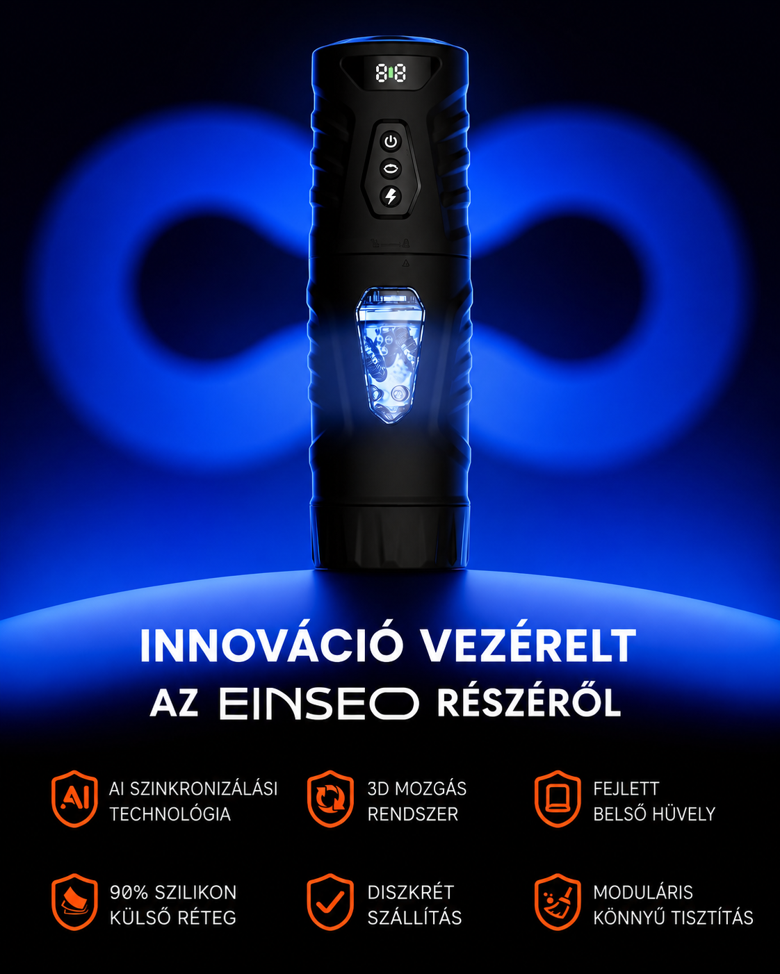EINSEO férfi pumpa, mesterséges intelligencia szinkronizált szexjáték, 7 lökőfokozat és 360°‑os forgatás, akár 155 löket percenként, 7 szívózseb, szilikon borítású felnőtt játék, önmegtartóztató eszköz