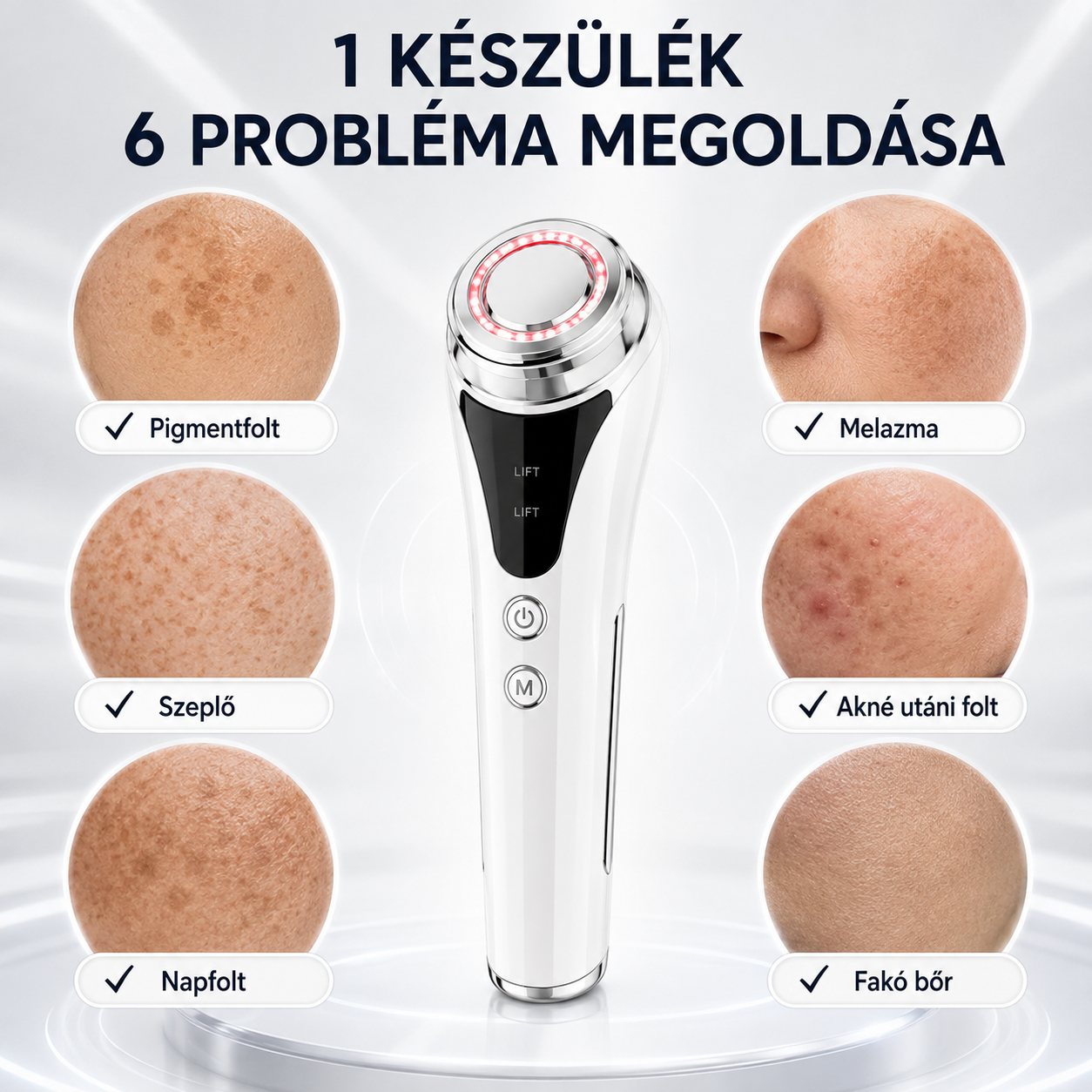 Mikrotöltésű ionok lebontják a melanint egy szépségápolási eszköz, amely arc liftinget, szeplőket és napfoltokat okoz.