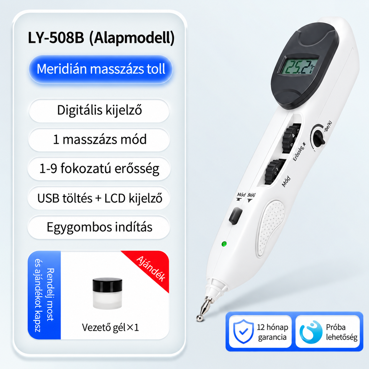 2026-os legújabb multifunkciós elektronikus masszázstoll – 20 intenzitási fokozat, többféle masszázsfej és célzott masszázs az egész testre. Lazíts kényelmesen, akár otthon is.