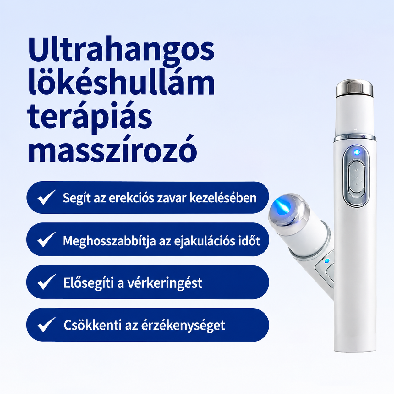 A fejlett akusztikus lökéshullám-terápia helyreállítja a péniszszövet egészségét, fokozza az emelkedési merevséget, az állóképességet és a férfi teljesítménybeli magabiztosságot, enyhítve az izomfájdalmat, az ízületi merevséget és az ínfájdalmat.