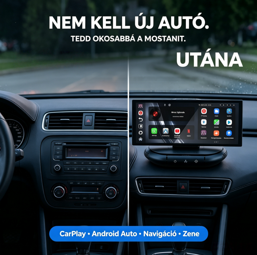 Android 15-tel és CarPlay-jel felszerelt, légtisztítóval, 32 GB tárhellyel, osztott képernyős kijelzővel és Gemini hangvezérléssel rendelkezik, fokozva az autós szórakoztatási élményt.