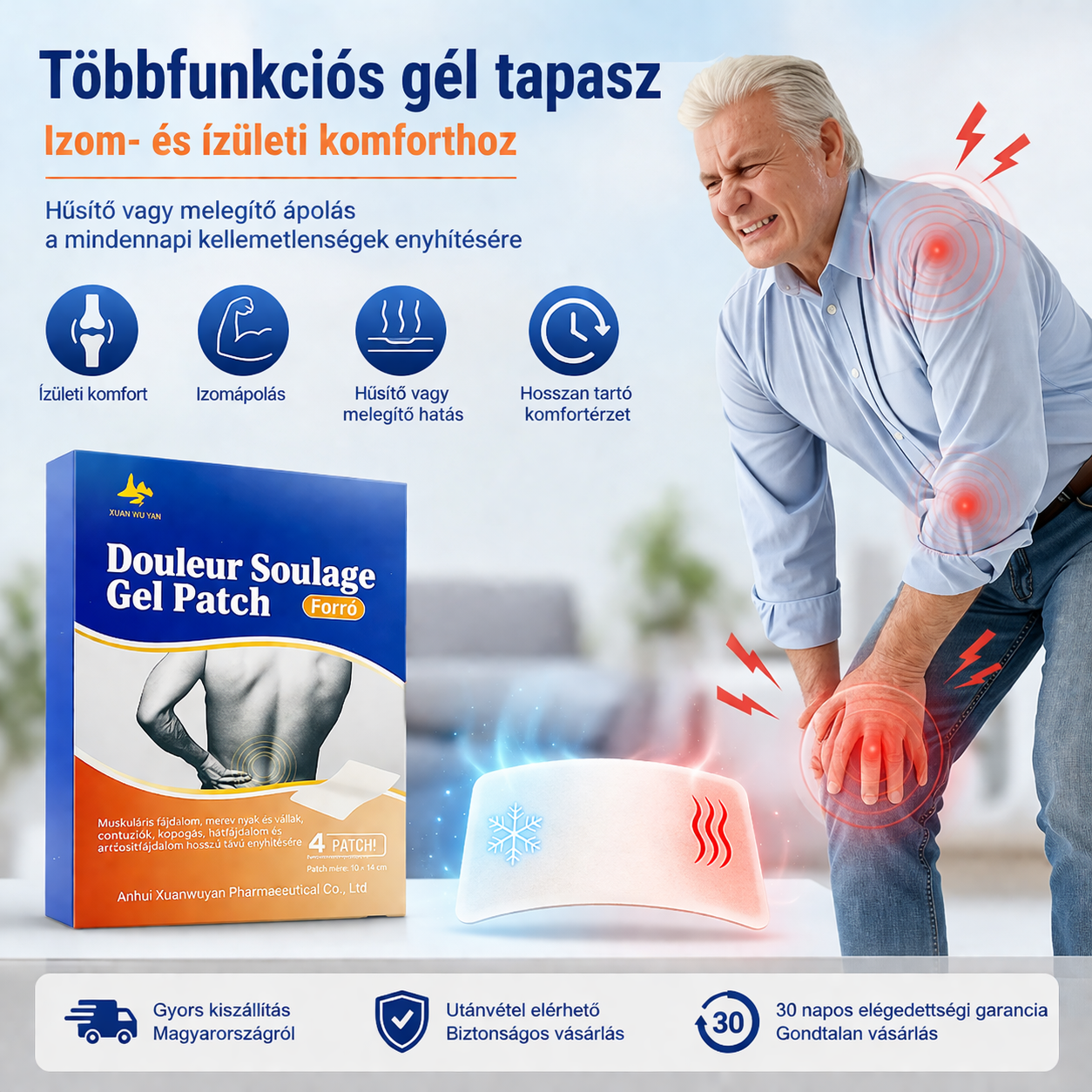 Többfunkciós gél tapasz izom- és ízületi komforthoz