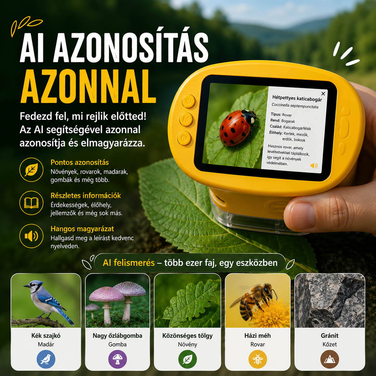 AI Nature Explorer™ Intelligens Digitális Mikroszkóp a Természet Felfedezéséhez