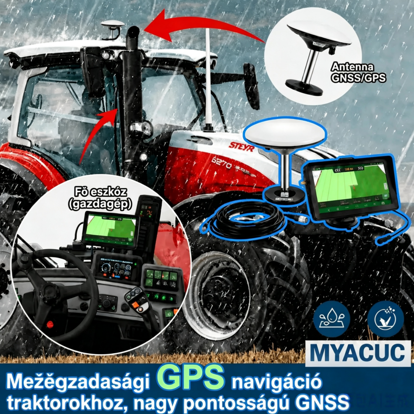 MYACUC intelligens navigációs rendszer mezőgazdasági gépekhez: Pontosan vezeti az összes munkaútvonalat, így hatékonyabbá és gondtalanabbá teszi a gazdálkodást.