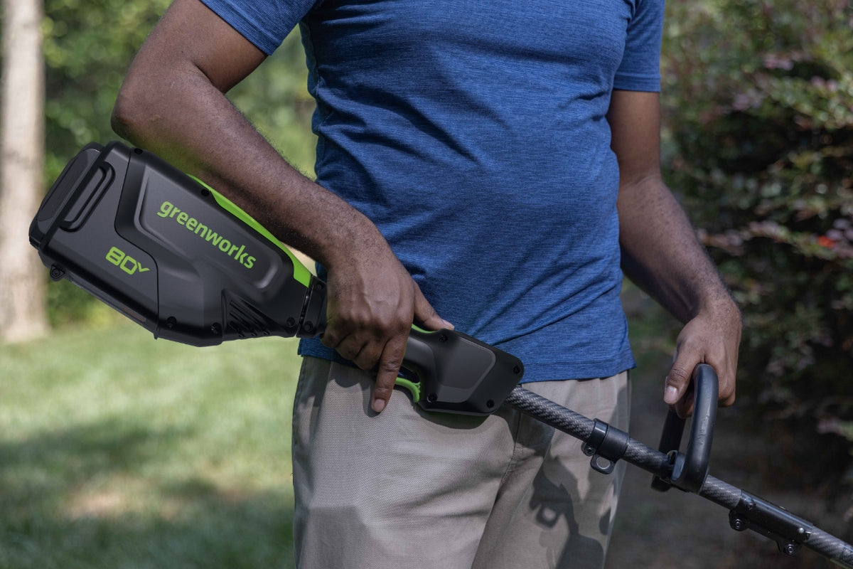 80V Cordless 16" Brushless Carbon Fiber String Trimmer: 2.0 Ah Battery and Charger