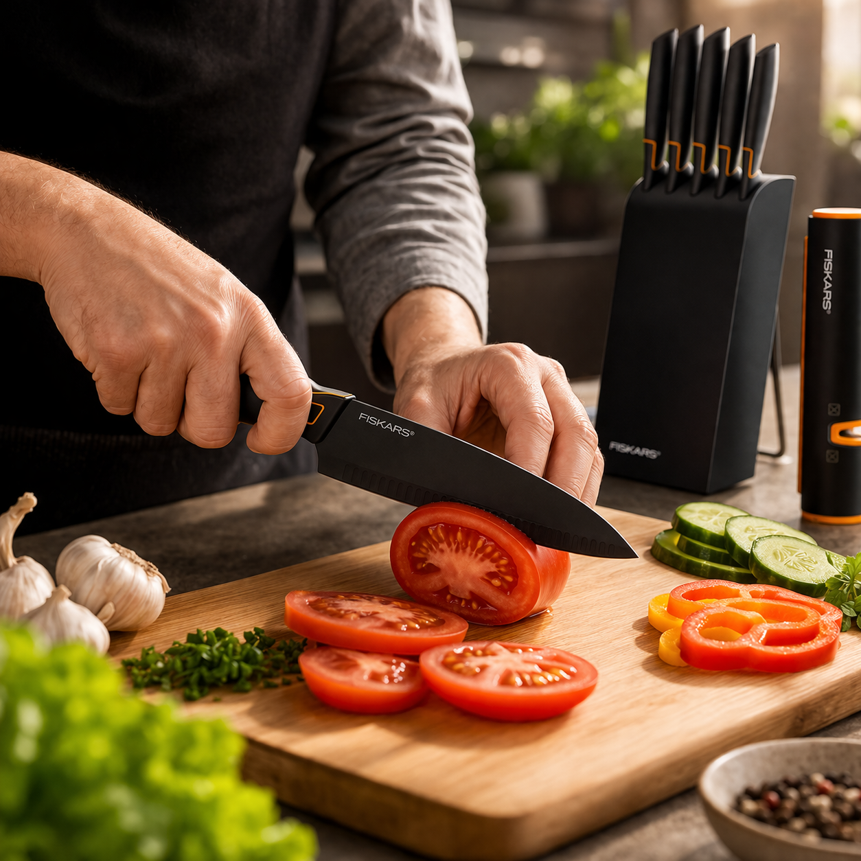 FISKARS® EDGE – Mindig Éles Késkészlet Beépített Élezővel | Könnyed, Precíz Vágás Minden Nap